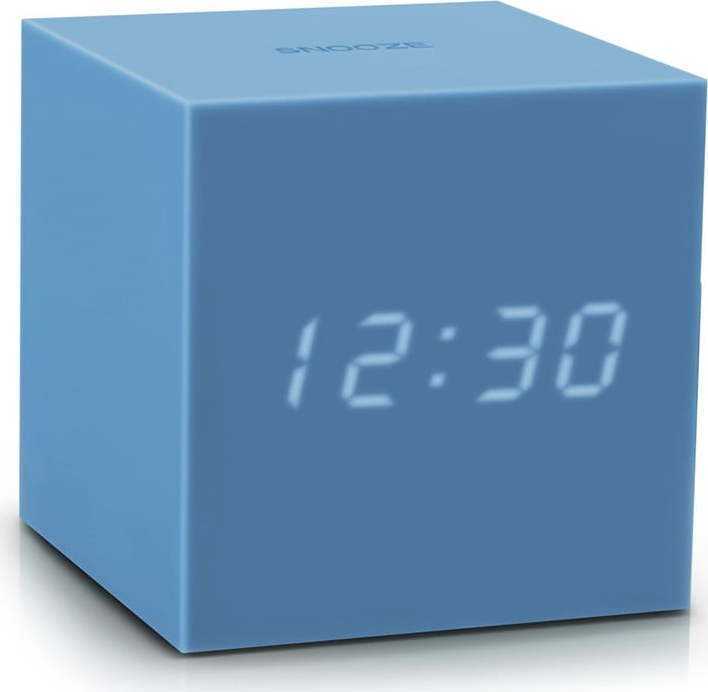 Azurově modrý LED budík Gingko Gravity Cube Gingko