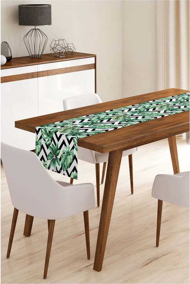 Běhoun na stůl z mikrovlákna Minimalist Cushion Covers Jungle Leaves Stripes