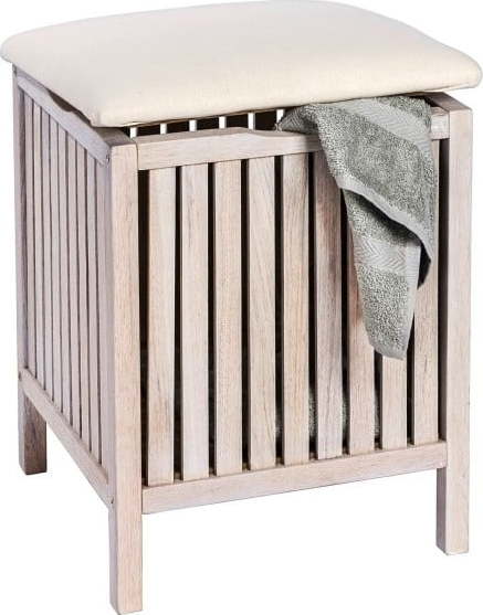 Bílá koupelnová stolička z ořechového dřeva s úložným prostorem Wenko Norway WENKO