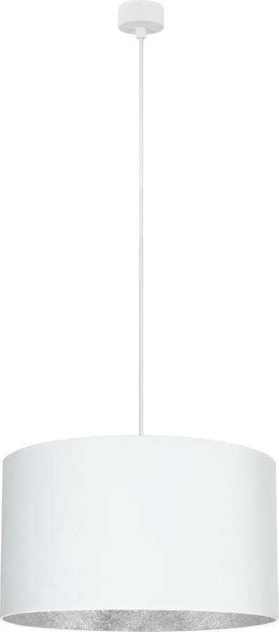 Bílé závěsné svítidlo s detailem ve stříbrné barvě Sotto Luce Mika XL