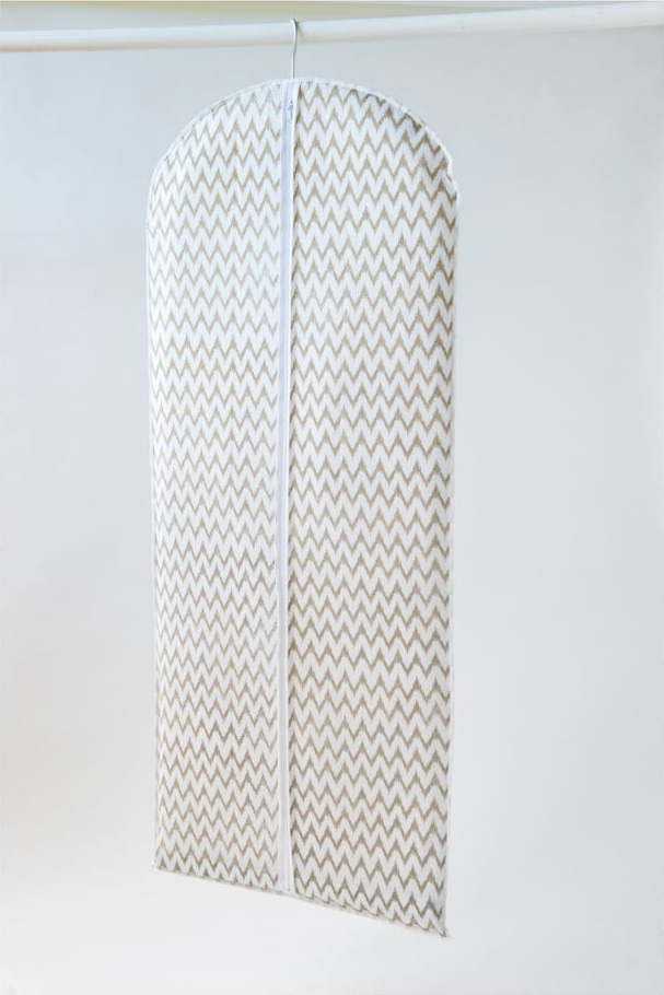 Bílý textilní závěsný obal na šaty Compactor Clear