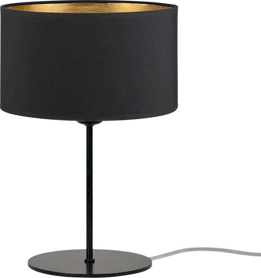 Černá stolní lampa s detailem ve zlaté barvě Bulb Attack Tres S