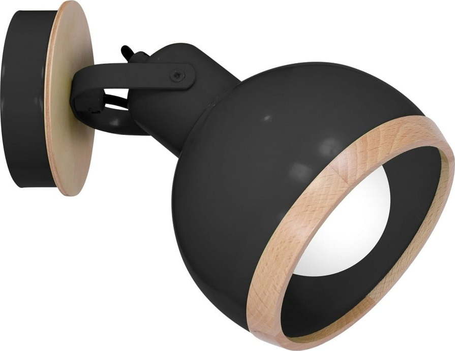 Černé nástěnné svítidlo s dřevěnými detaily Homemania Oval Homemania
