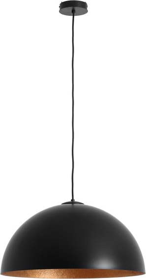 Černé závěsné svítidlo s detailem v měděné barvě Custom Form Lord