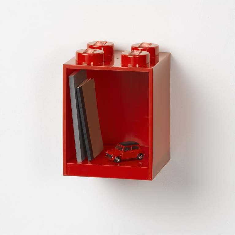 Dětská červená nástěnná police LEGO® Brick 4 LEGO