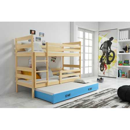 Dětská patrová postel s výsuvnou postelí ERYK 160x80 cm Modrá Borovice BMS