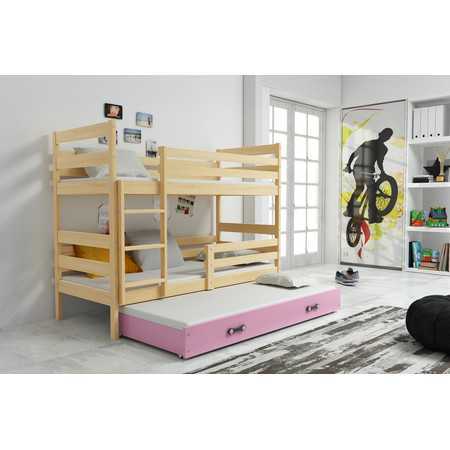 Dětská patrová postel s výsuvnou postelí ERYK 160x80 cm Ružové Borovice BMS