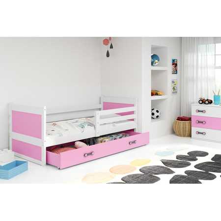 Dětská postel RICO 190x80 cm Bílá Ružové BMS