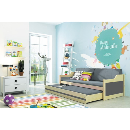 Dětská postel nebo gauč s výsuvnou postelí DAVID 190x80 cm Růžová Šedá BMS