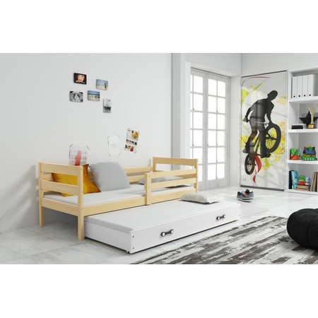 Dětská postel s výsuvnou postelí ERYK 190x80 cm Borovice Bílá BMS