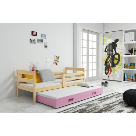 Dětská postel s výsuvnou postelí ERYK 190x80 cm Borovice Ružové BMS