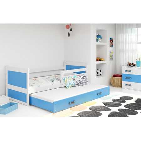 Dětská postel s výsuvnou postelí RICO 190x80 cm Bílá Modrá BMS