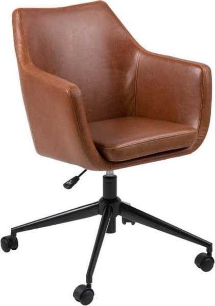 Hnědá kancelářská židle na kolečkách z umělé kůže Actona Nora Actona