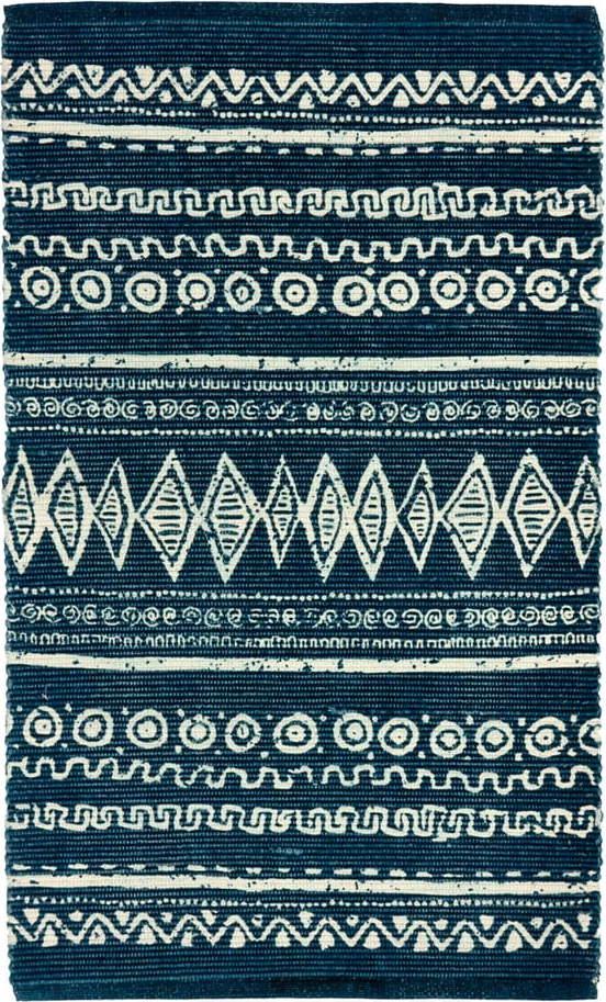 Modro-bílý bavlněný koberec Webtappeti Ethnic