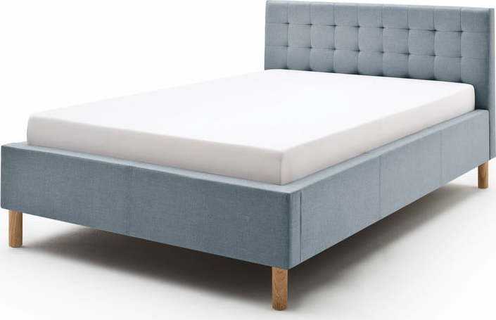 Modrošedá dvoulůžková postel Meise Möbel Malin