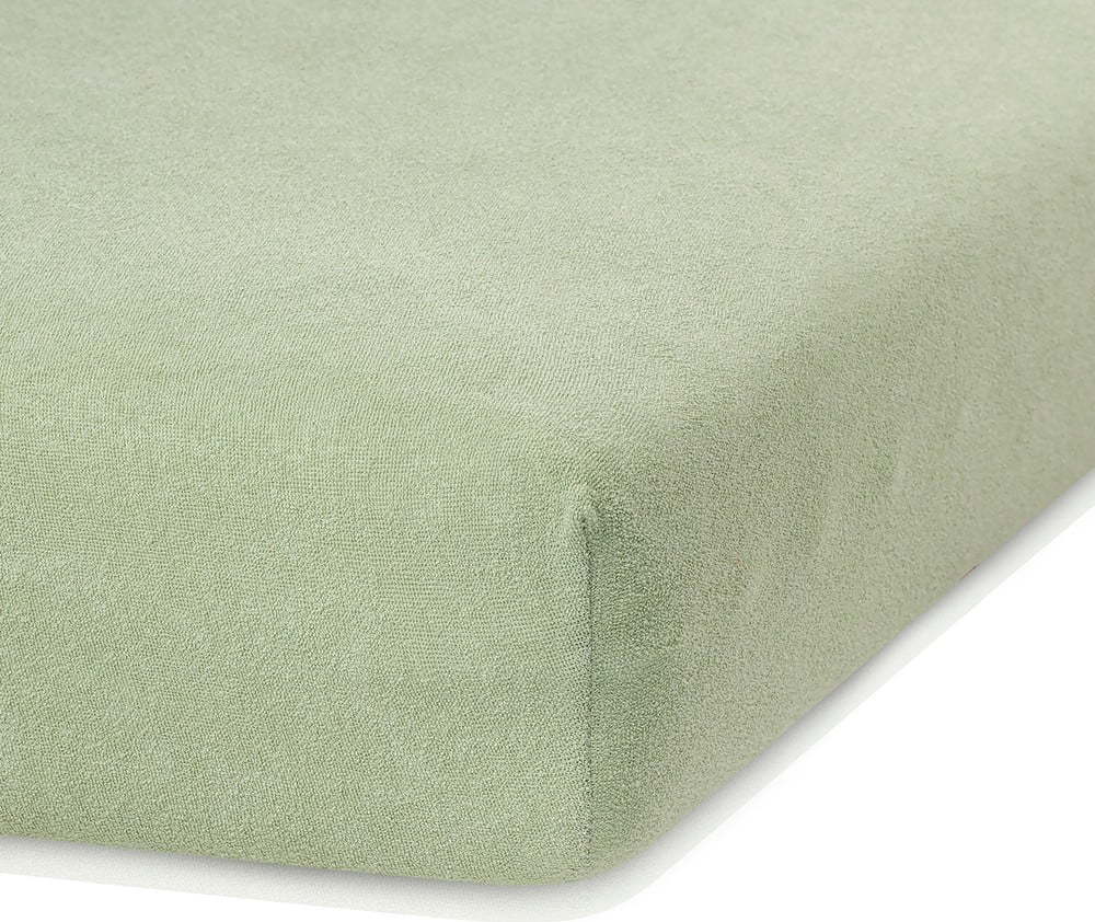 Olivově zelené elastické prostěradlo s vysokým podílem bavlny AmeliaHome Ruby