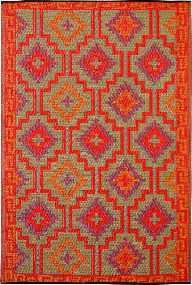 Oranžovo-fialový oboustranný venkovní koberec z recyklovaného plastu Fab Hab Lhasa Orange & Violet