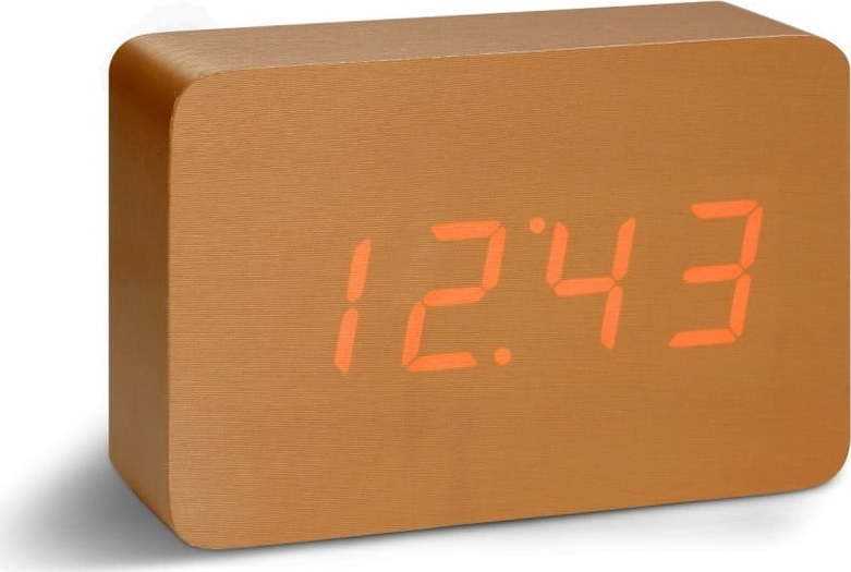 Oranžový budík s červeným LED displejem Gingko Brick Click Clock Gingko