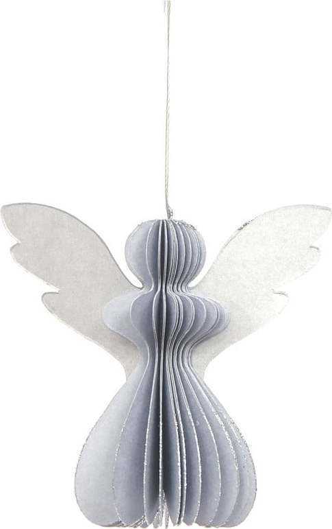 Papírová vánoční ozdoba ve tvaru anděla ve stříbrné barvě Only Natural
