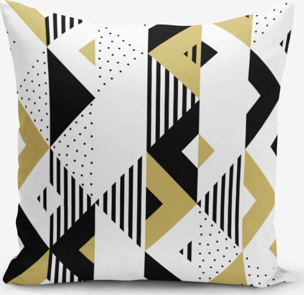 Povlak na polštář s příměsí bavlny Minimalist Cushion Covers Mustard Color Geometric Sekiller