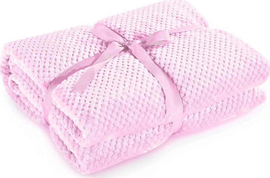 Pudrově růžová deka z mikrovlákna DecoKing Henry