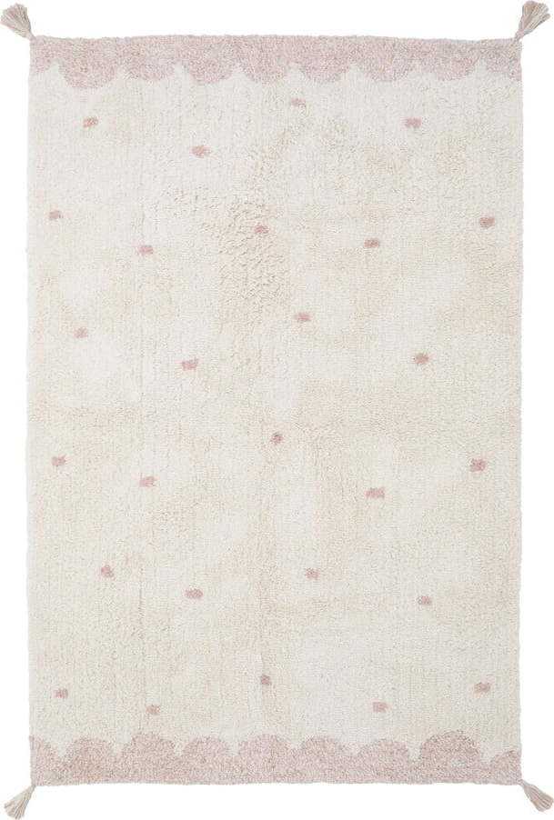 Růžovo-krémový ručně vyrobený bavlněný koberec Nattiot Minna