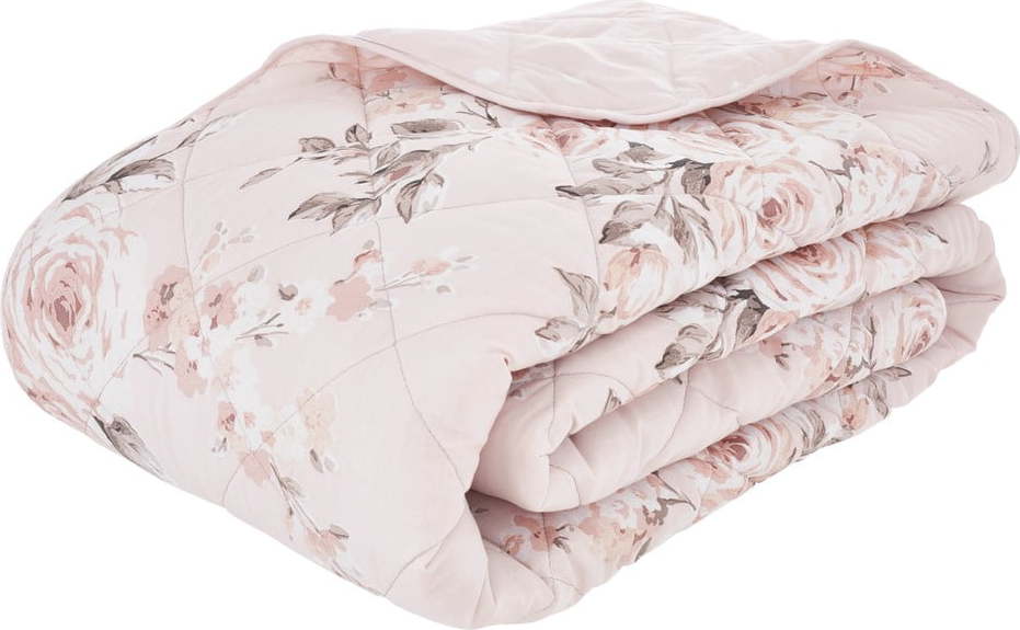 Růžový prošívaný přehoz přes postel Catherine Lansfield Canterbury Rose