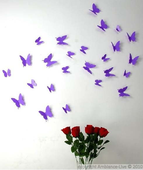 Sada 12 fialových samolepek Ambiance Butterflies Ambiance