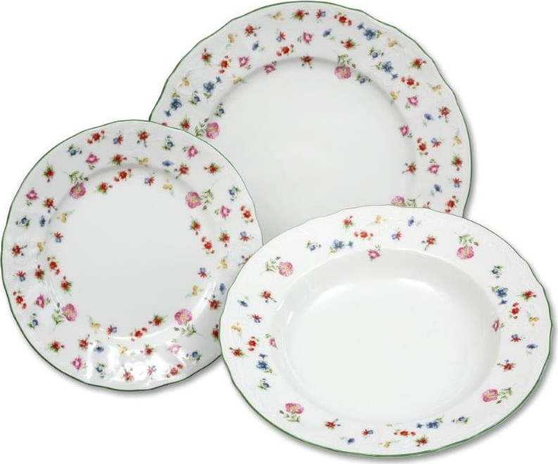 Sada 18 porcelánových talířů s motivem květin Thun Bernadotte THUN