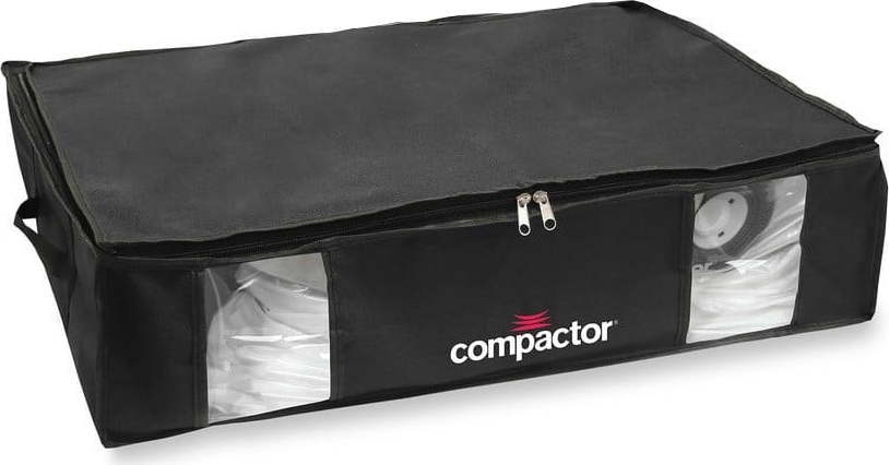 Sada 2 černých úložných boxů s vakuovým obalem Compactor Large Underbed Vacuum Bag Compactor