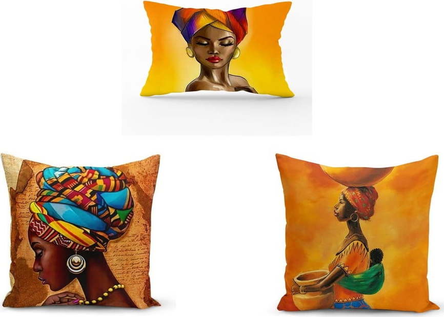 Sada 3 povlaků na polštáře Minimalist Cushion Covers African Culture