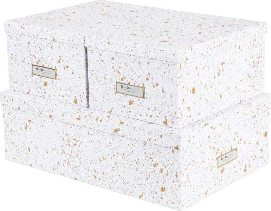 Sada 3 úložných krabic ve zlato-bílé barvě Bigso Box of Sweden Inge Bigso Box of Sweden