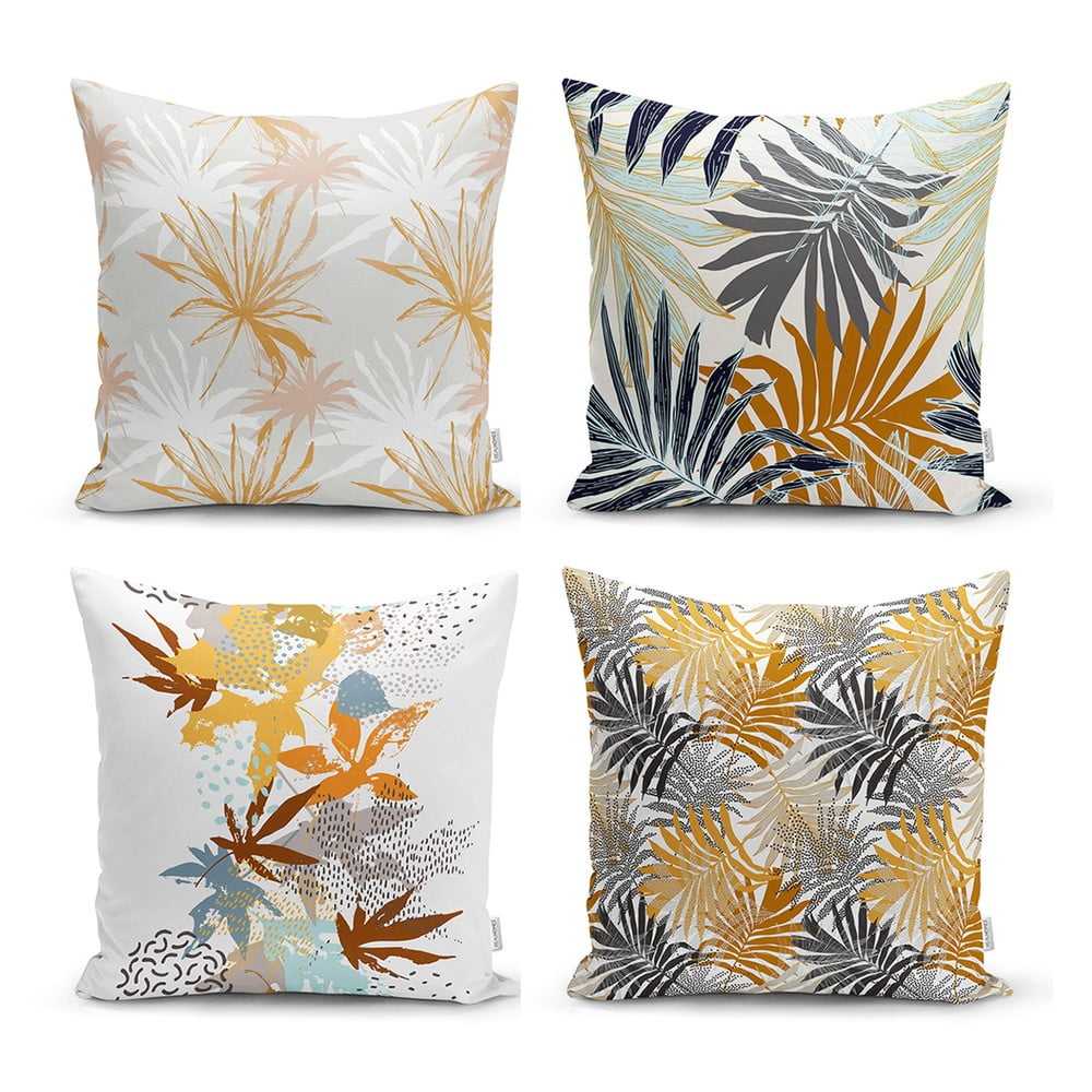 Sada 4 dekorativních povlaků na polštáře Minimalist Cushion Covers Autumn Leaves