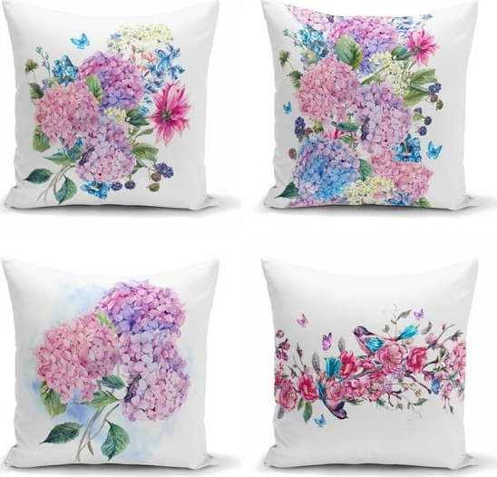 Sada 4 dekorativních povlaků na polštáře Minimalist Cushion Covers Purple Pink