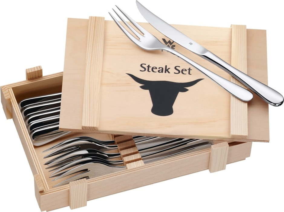Sada 6 steakových příborů v dřevěné krabičce WMF Cromargan® WMF