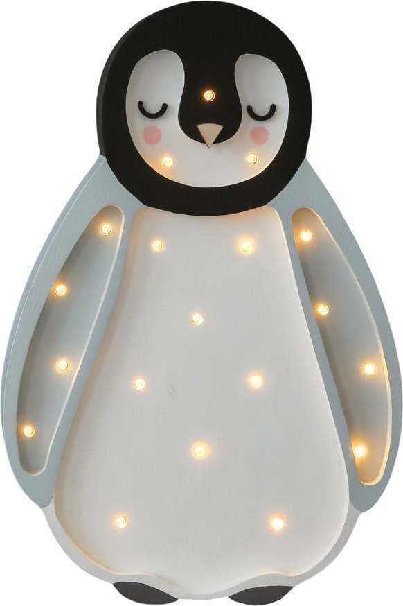 Šedá stolní lampa z borovicového dřeva Little Lights Baby Penguin