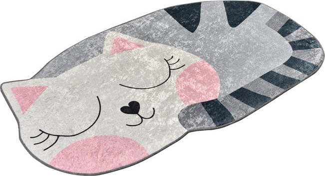 Šedý dětský protiskluzový koberec Chilai Big Cat