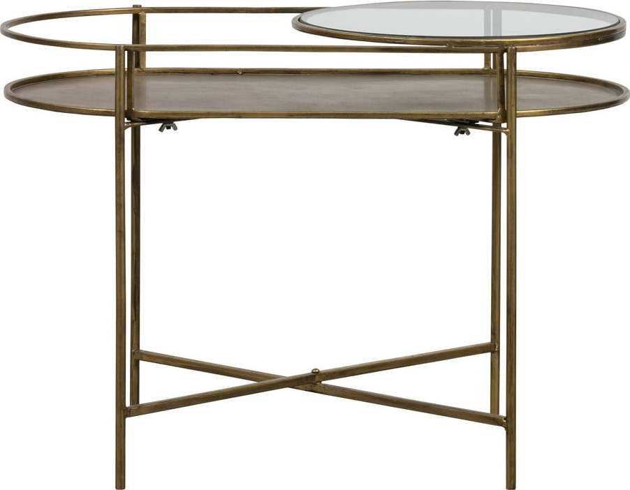 Skleněný odkládací stolek s podnožím ve zlaté barvě BePureHome BePureHome