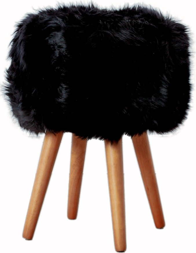 Stolička s černým sedákem z ovčí kožešiny Native Natural