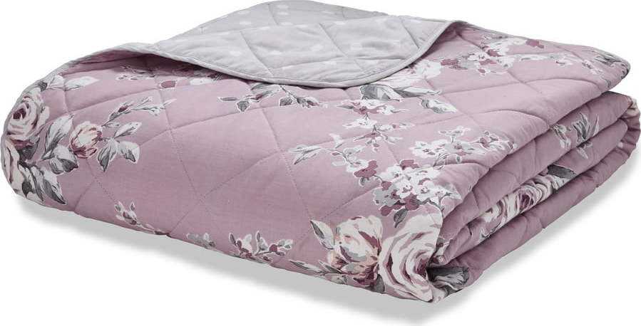 Světle fialový prošívaný přehoz přes postel Catherine Lansfield Canterbury Rose