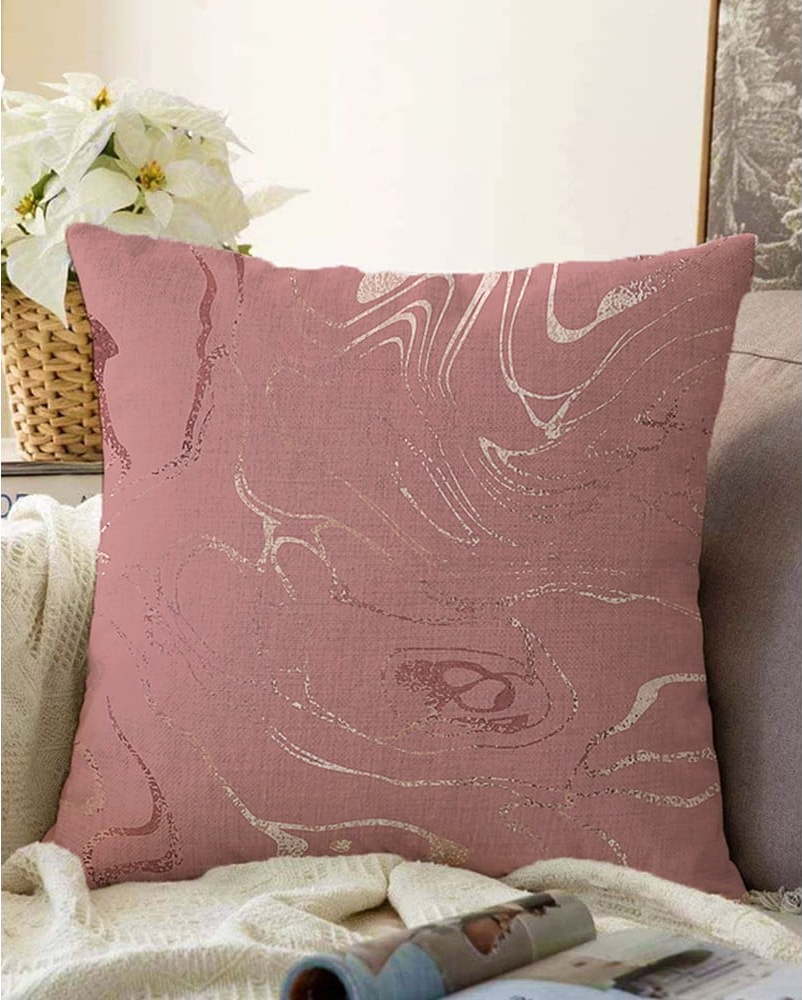 Tmavě růžový povlak na polštář s příměsí bavlny Minimalist Cushion Covers Waves