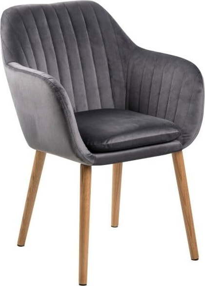 Tmavě šedá jídelní židle s dřevěným podnožím Bonami Essentials Emilia Bonami Essentials