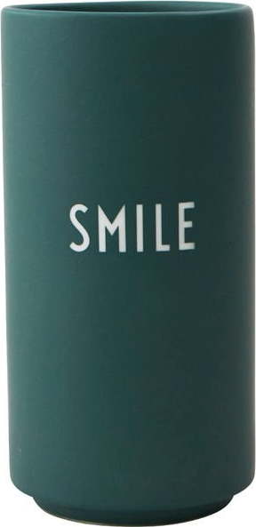 Tmavě zelená porcelánová váza Design Letters Smile