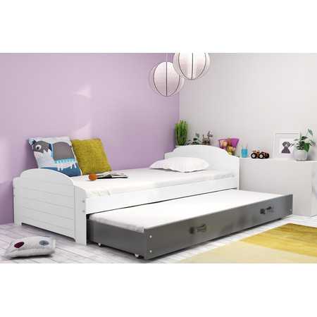 Výsuvná dětská postel LILI bílá 200x90 cm Šedá BMS