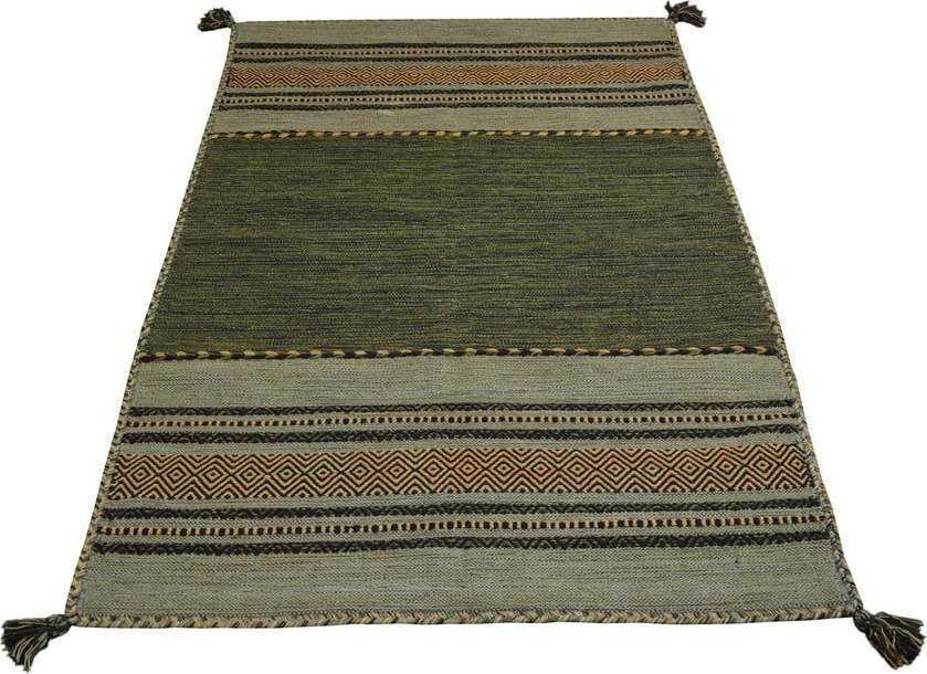 Zelený bavlněný koberec Webtappeti Antique Kilim