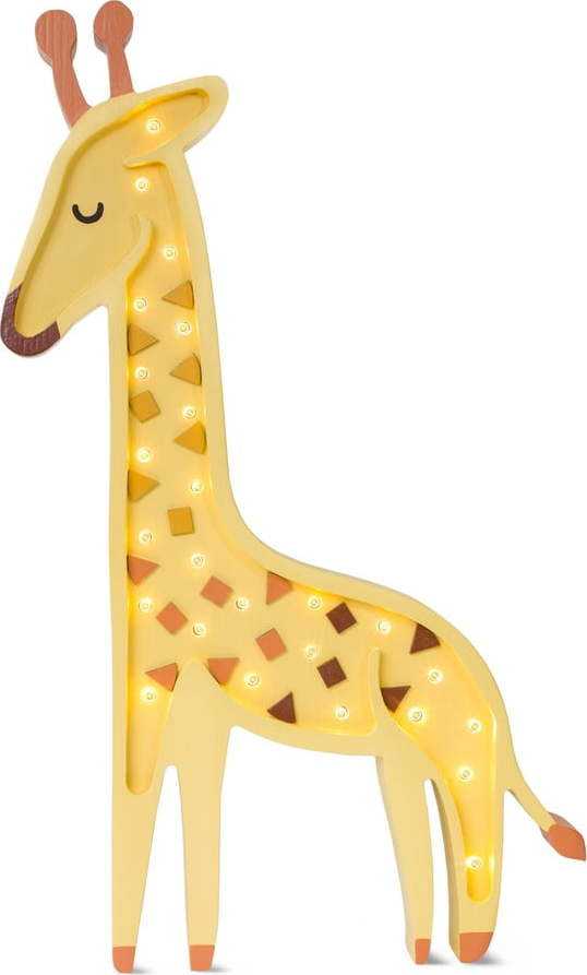 Žlutá stolní lampa z borovicového dřeva Little Lights Giraffe