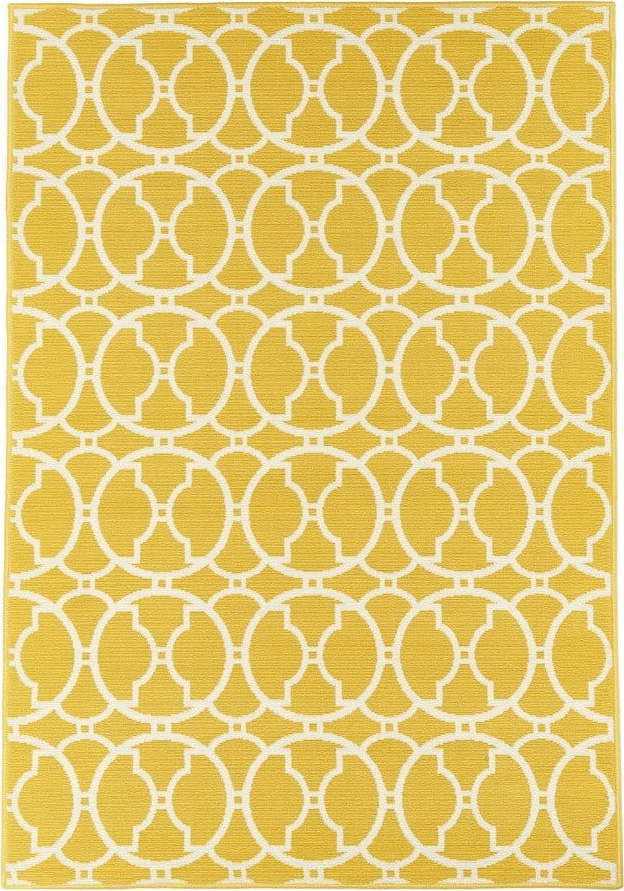 Žlutý venkovní koberec Floorita Interlaced