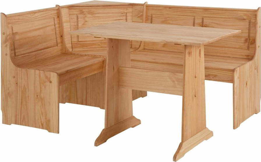Set rohové lavice a jídelního stolu z masivního borovicového dřeva Støraa Samantha Støraa