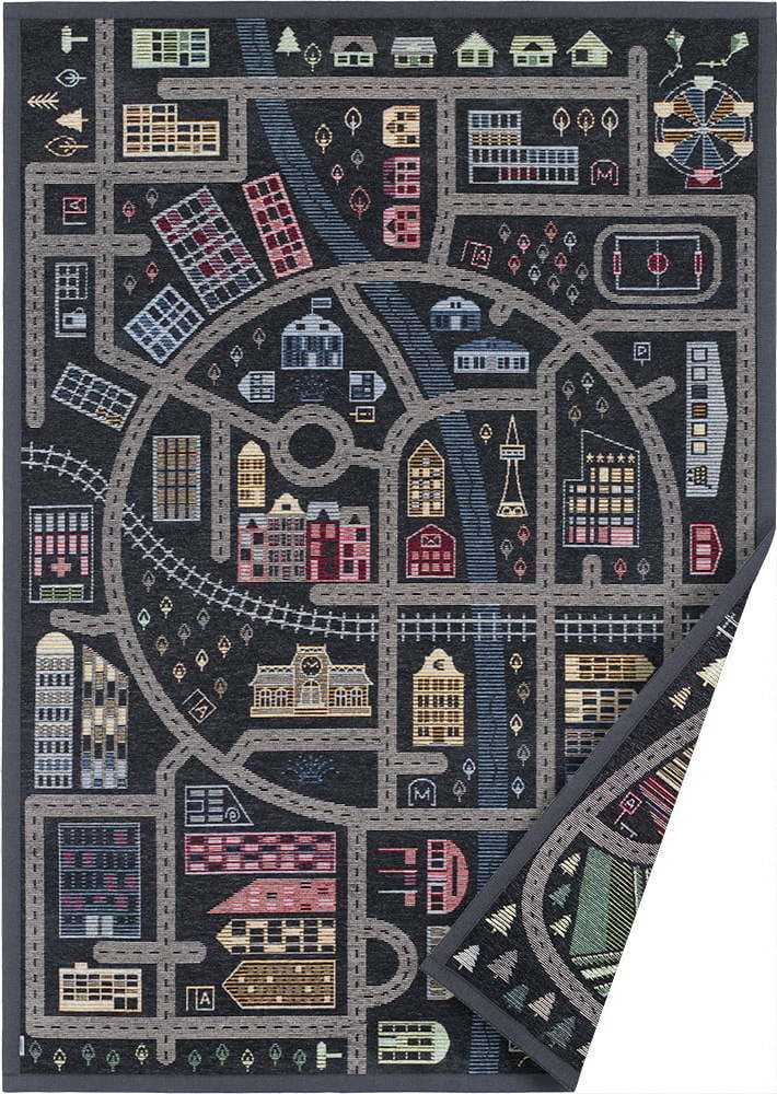 Černý oboustranný dětský koberec Narma Ülejõe