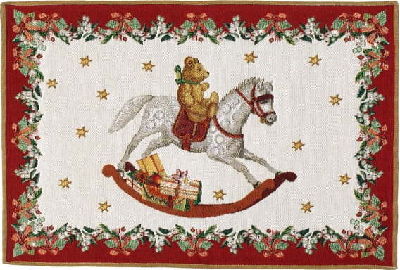 Červeno-bílé bavlněné prostírání s vánočním motivem Villeroy & Boch Toys Fantasy